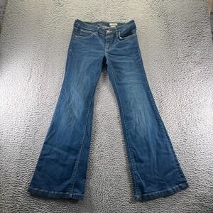 H&M Jeans Women's 28x32 Blue Cotton Denim Flared Faded Stretch Workwear Travel